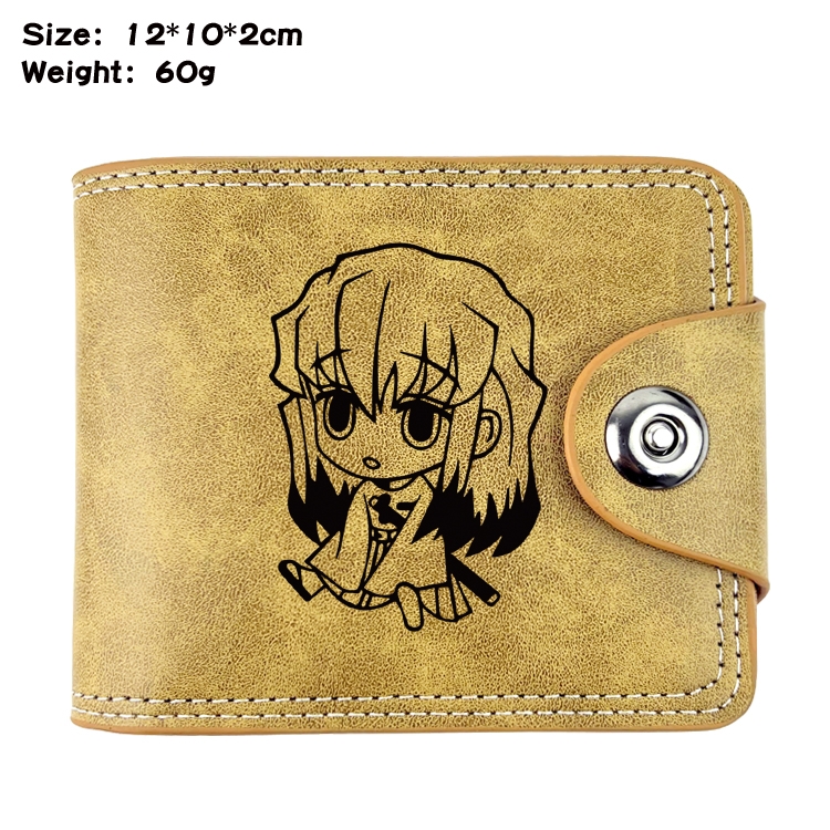 Demon Slayer KimetsAnime high quality PU two fold embossed wallet 12X10X2CM 60G  5A