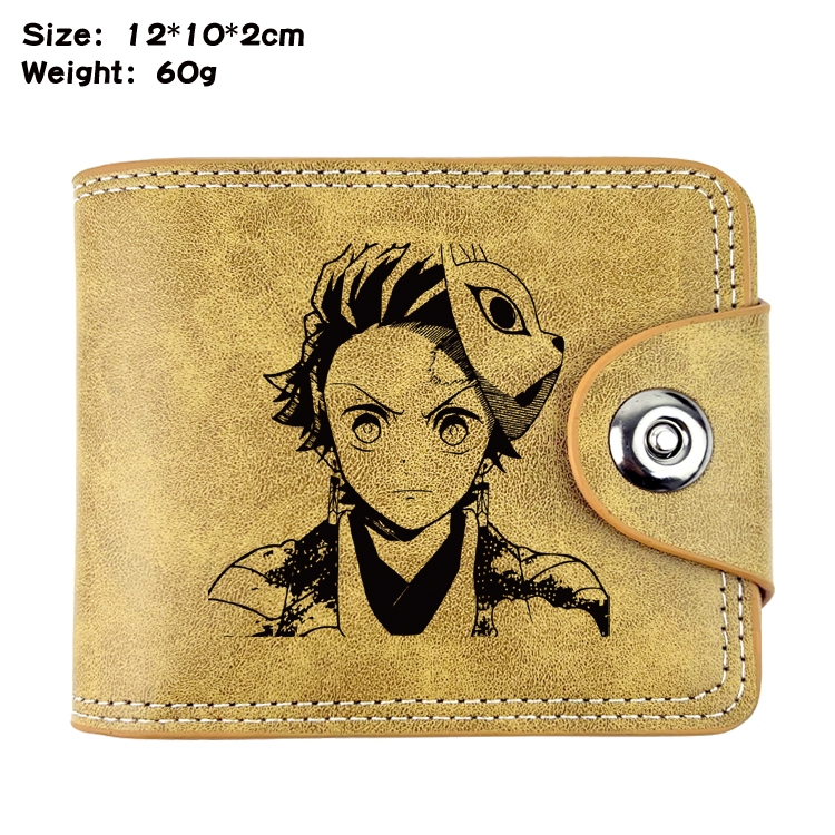 Demon Slayer KimetsAnime high quality PU two fold embossed wallet 12X10X2CM 60G -21A