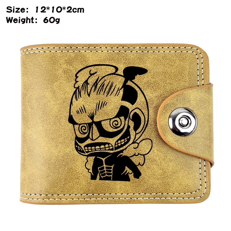Shingeki no Kyojin Anime high quality PU two fold embossed wallet 12X10X2CM 60G  8A
