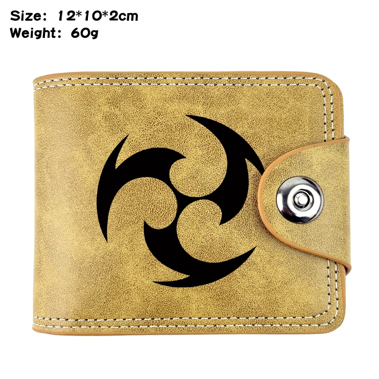Genshin Impact Anime high quality PU two fold embossed wallet 12X10X2CM 60G  5A