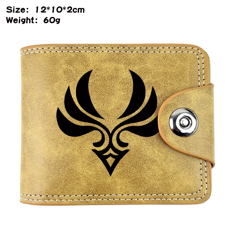 Genshin Impact Anime high quality PU two fold embossed wallet 12X10X2CM 60G  3A