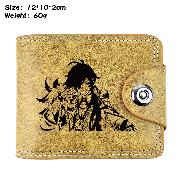 Genshin Impact Anime high quality PU two fold embossed wallet 12X10X2CM 60G  9A