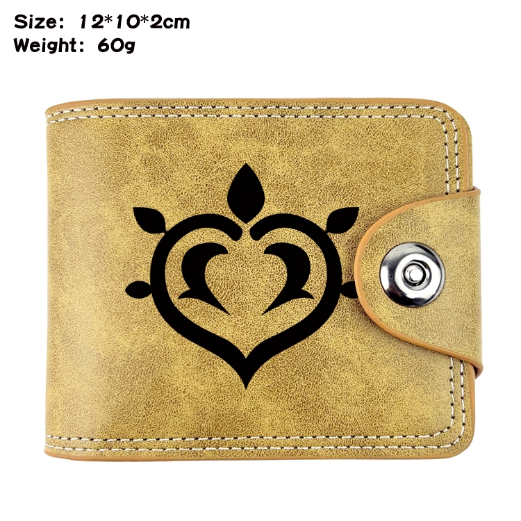 Genshin Impact Anime high quality PU two fold embossed wallet 12X10X2CM 60G  7A