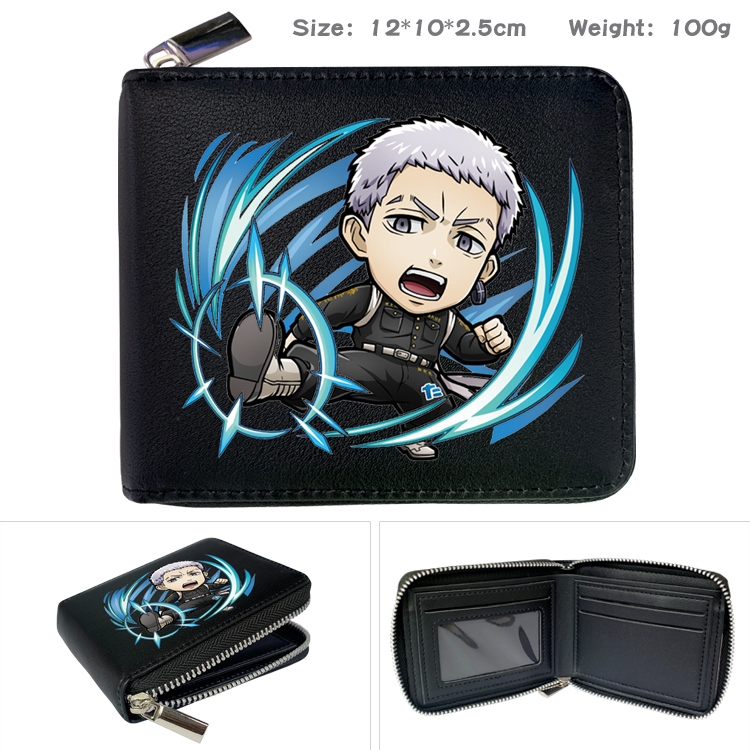 Tokyo Revengers Anime zipper black leather half-fold wallet 12X10X2.5CM 100G 14A