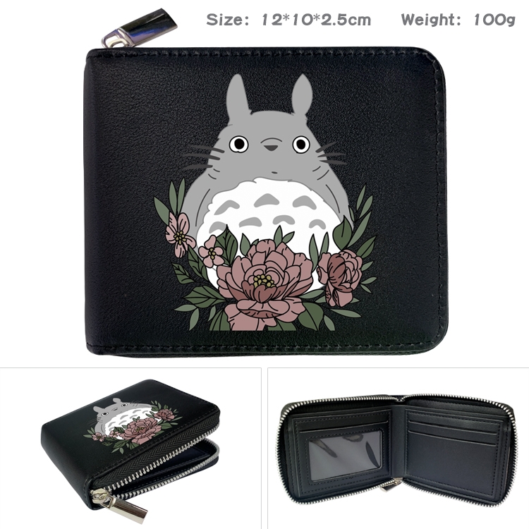 Demon Slayer Kimets Anime zipper black leather half-fold wallet 12X10X2.5CM 100G  3A