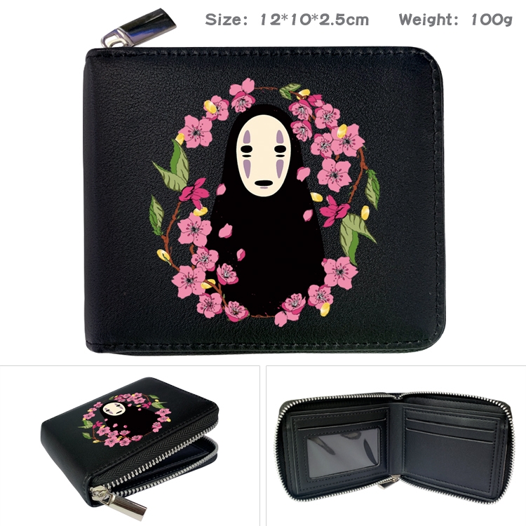 Demon Slayer Kimets Anime zipper black leather half-fold wallet 12X10X2.5CM 100G  9A