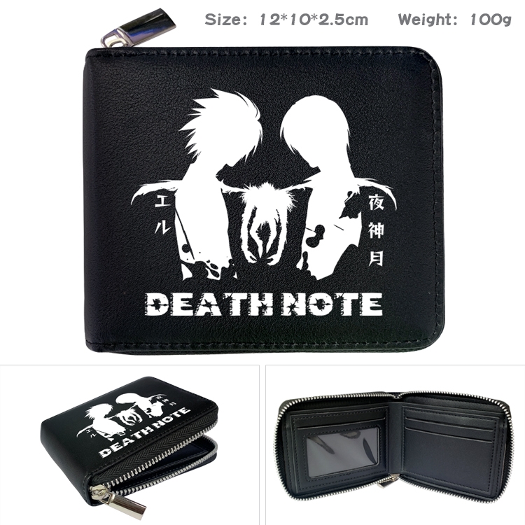Death note Anime zipper black leather half-fold wallet 12X10X2.5CM 100G  1A