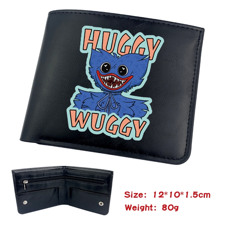 poppy playtime Anime inner buckle black leather wallet 12X10X1.5CM  