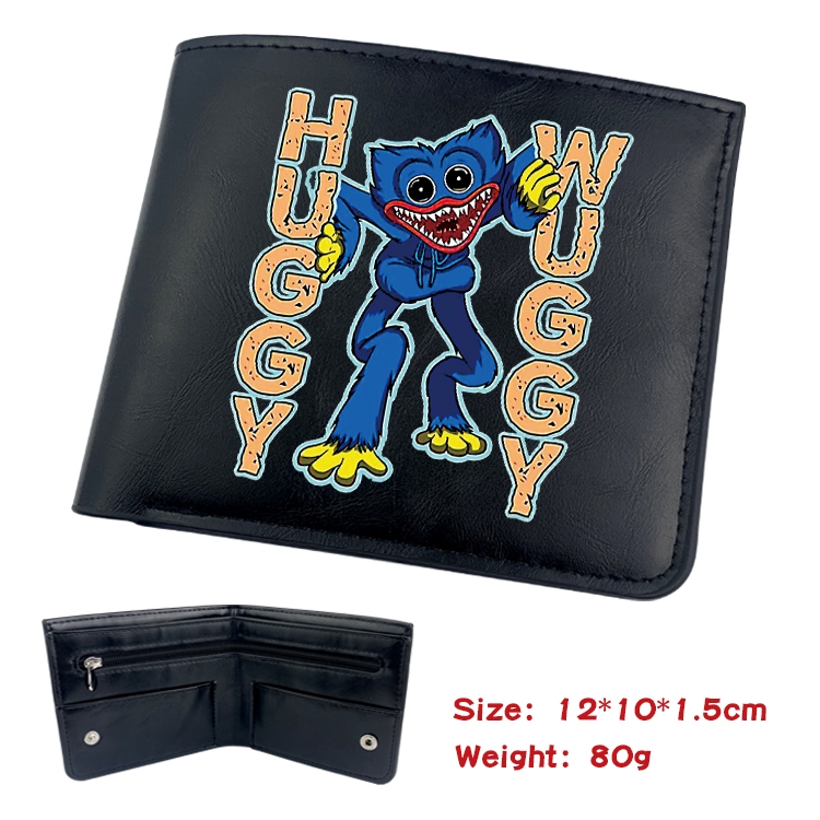 poppy playtime Anime inner buckle black leather wallet 12X10X1.5CM  
