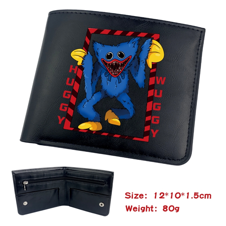 poppy playtime Anime inner buckle black leather wallet 12X10X1.5CM  