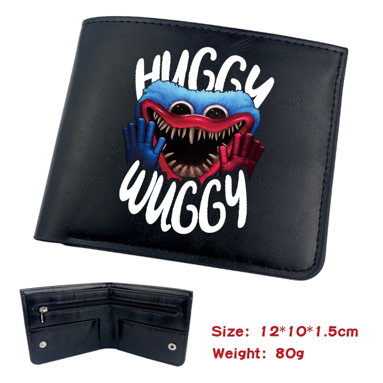 poppy playtime Anime inner buckle black leather wallet 12X10X1.5CM  