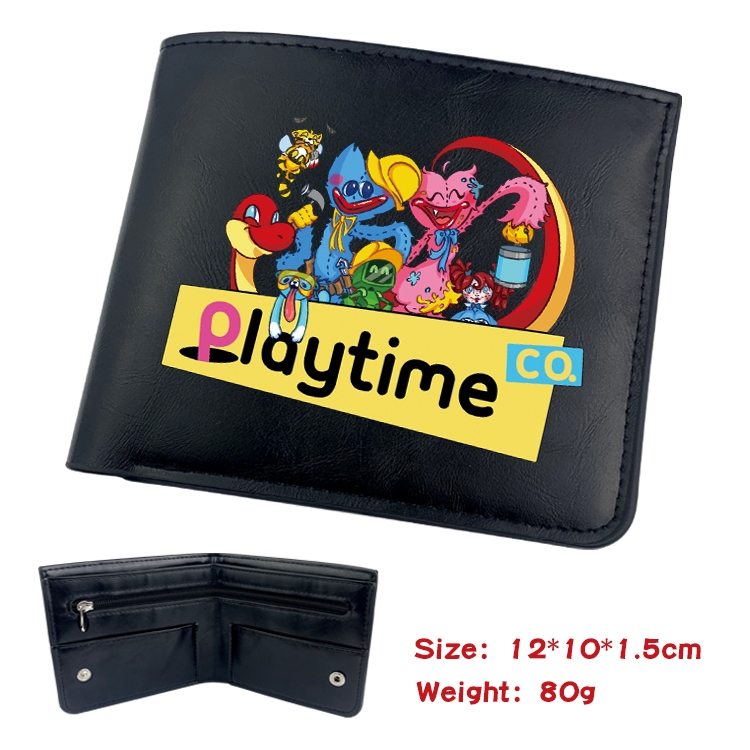 poppy playtime Anime inner buckle black leather wallet 12X10X1.5CM  