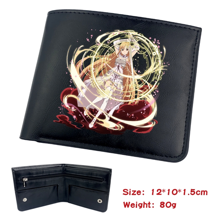Sword Art Online Anime inner buckle black leather wallet 12X10X1.5CM 