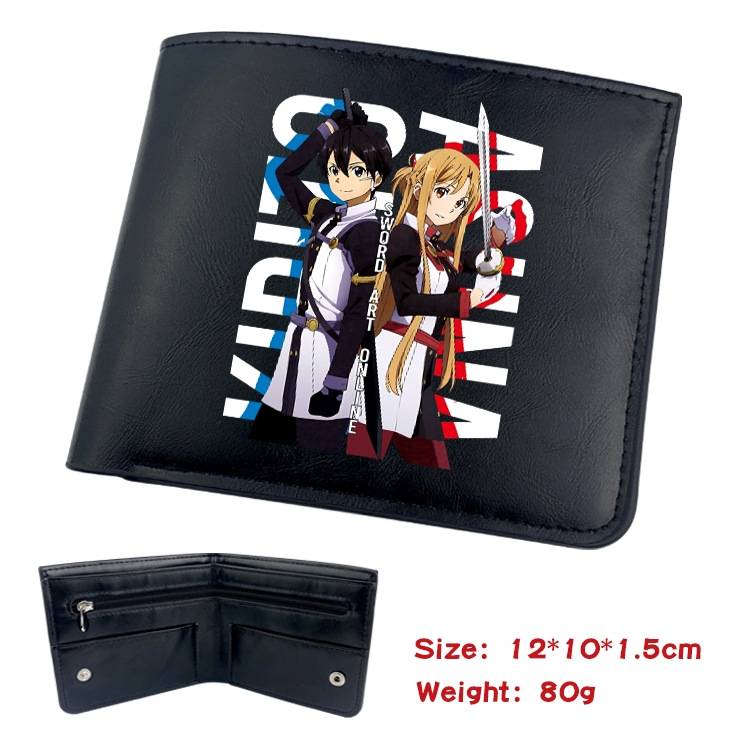 Sword Art Online Anime inner buckle black leather wallet 12X10X1.5CM 