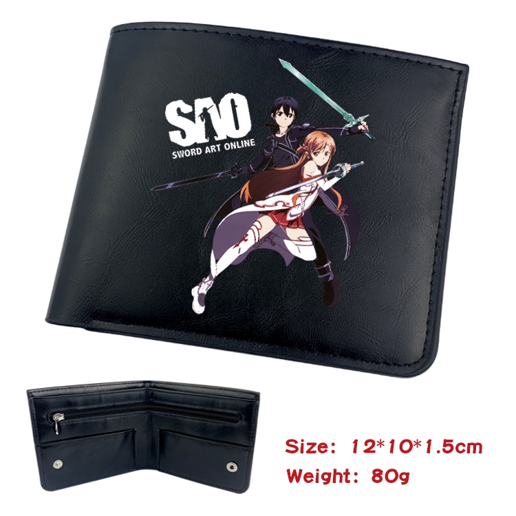 Sword Art Online Anime inner buckle black leather wallet 12X10X1.5CM 