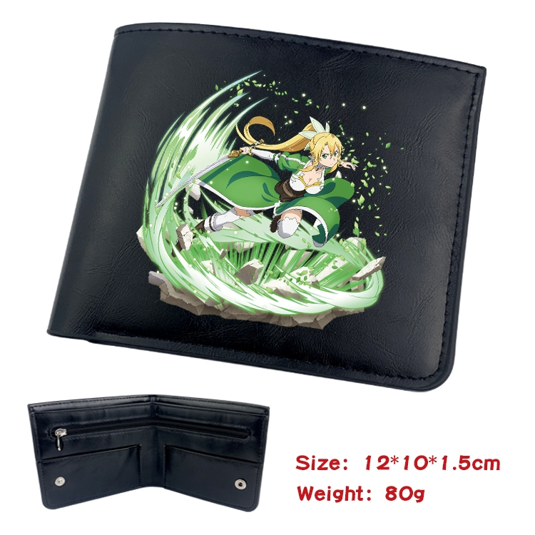 Sword Art Online Anime inner buckle black leather wallet 12X10X1.5CM 