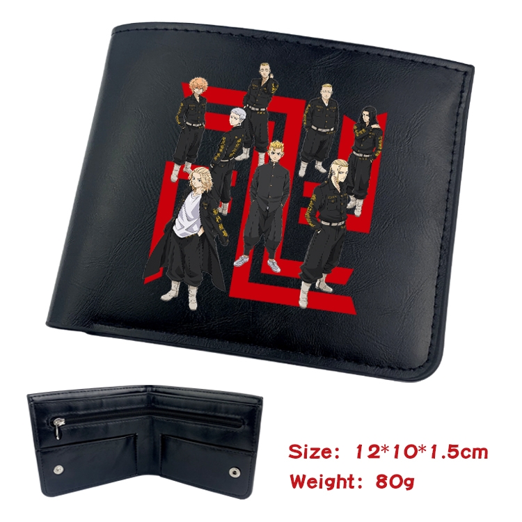 Tokyo Revengers Anime inner buckle black leather wallet 12X10X1.5CM