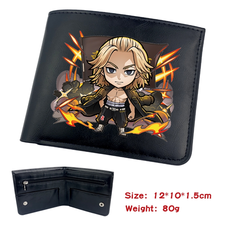 Tokyo Revengers Anime inner buckle black leather wallet 12X10X1.5CM