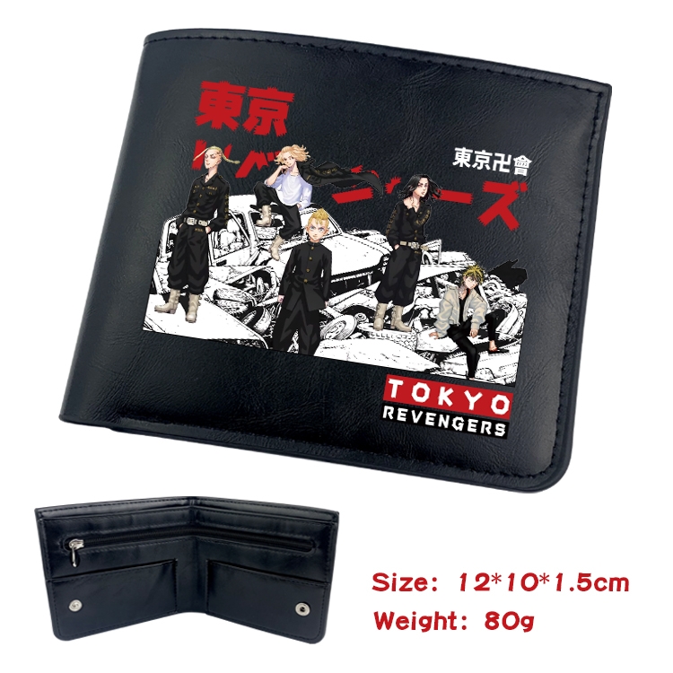 Tokyo Revengers Anime inner buckle black leather wallet 12X10X1.5CM