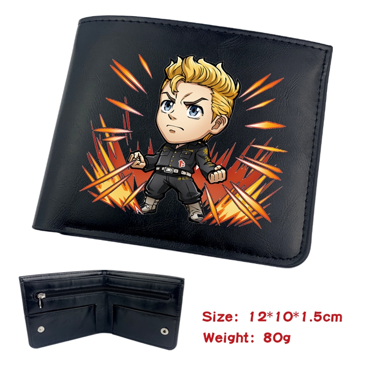 Tokyo Revengers Anime inner buckle black leather wallet 12X10X1.5CM