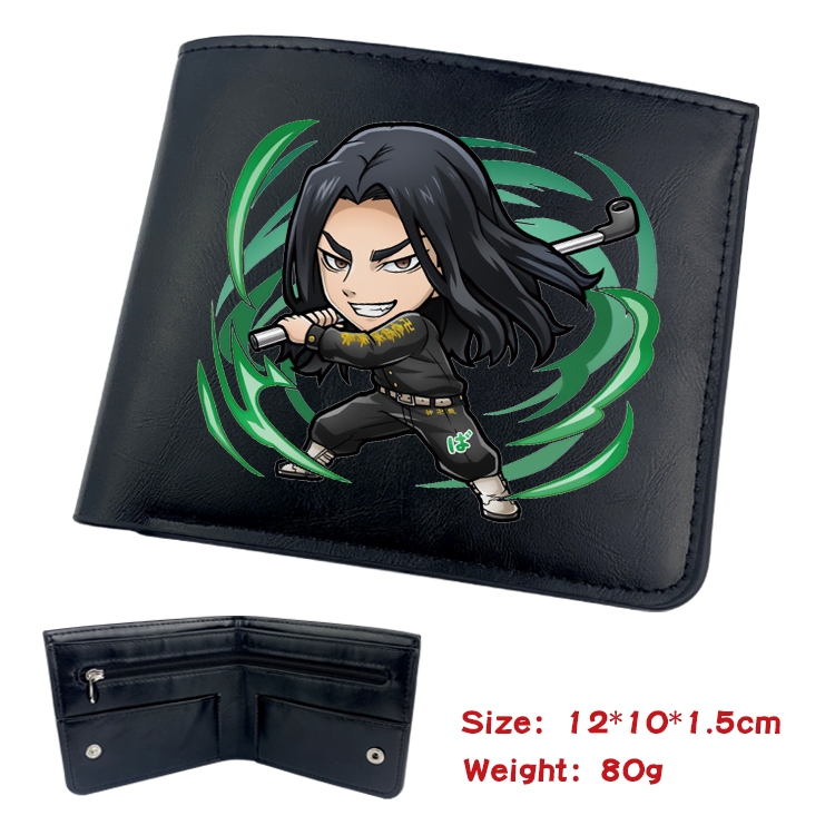 Tokyo Revengers Anime inner buckle black leather wallet 12X10X1.5CM