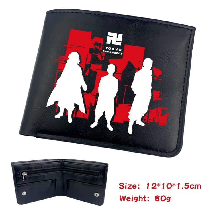 Tokyo Revengers Anime inner buckle black leather wallet 12X10X1.5CM