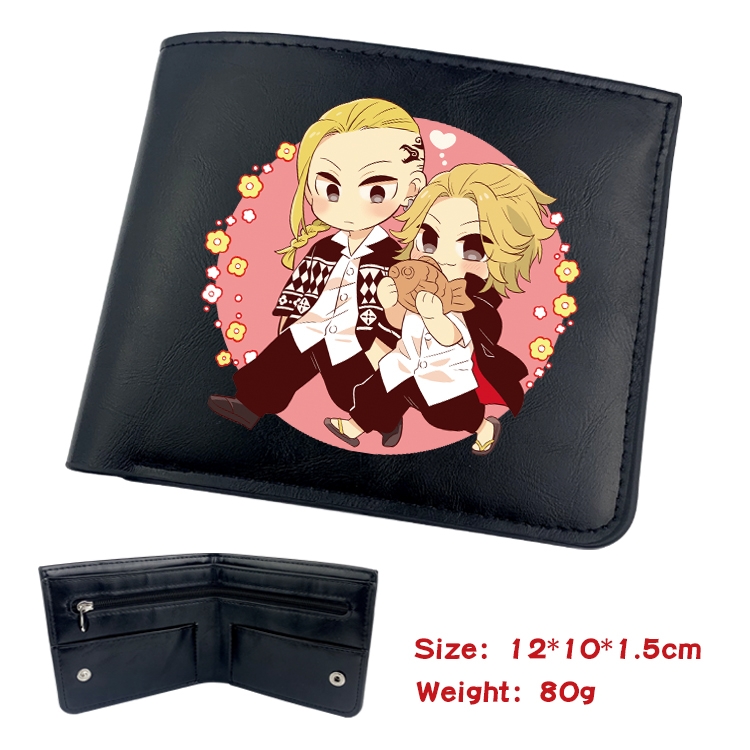 Tokyo Revengers Anime inner buckle black leather wallet 12X10X1.5CM