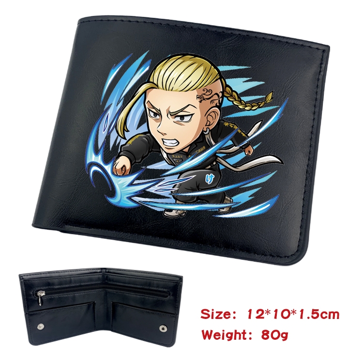Tokyo Revengers Anime inner buckle black leather wallet 12X10X1.5CM