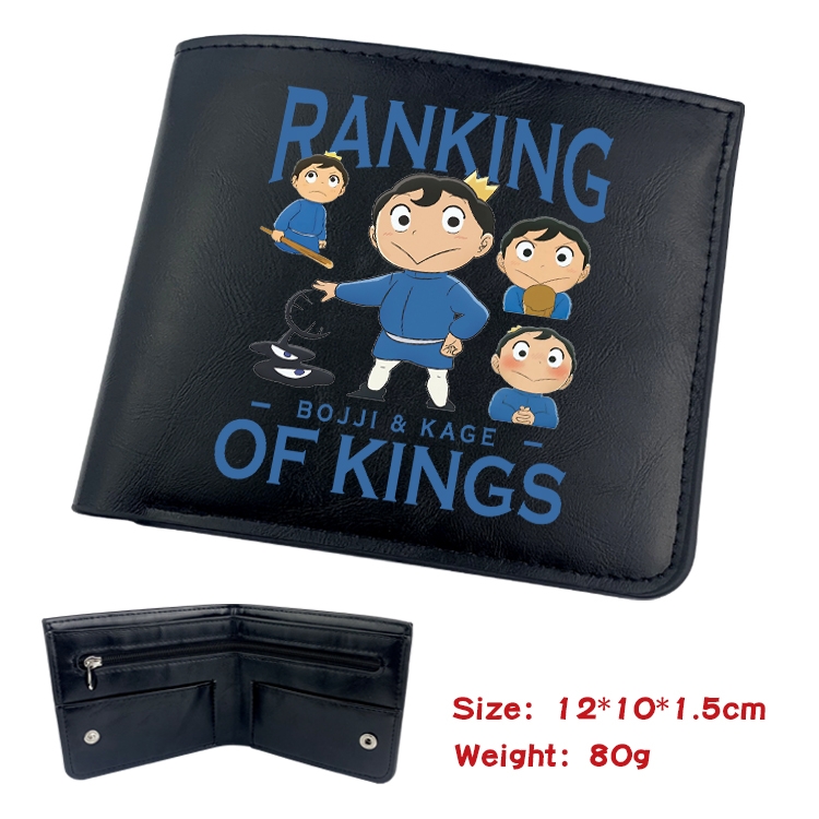 Kings Ranking Anime inner buckle black leather wallet 12X10X1.5CM