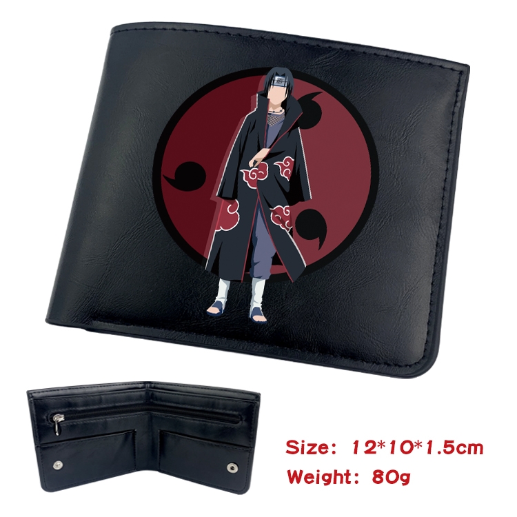 Naruto Anime inner buckle black leather wallet 12X10X1.5CM