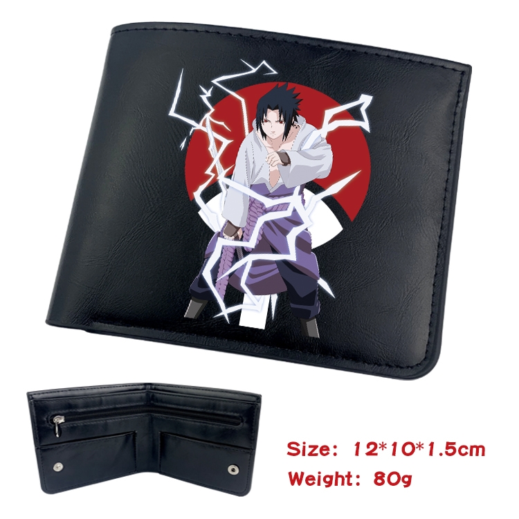 Naruto Anime inner buckle black leather wallet 12X10X1.5CM