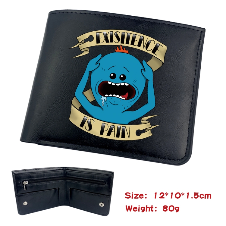 Rick and Morty Anime inner buckle black leather wallet 12X10X1.5CM  