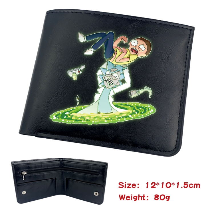 Rick and Morty Anime inner buckle black leather wallet 12X10X1.5CM  