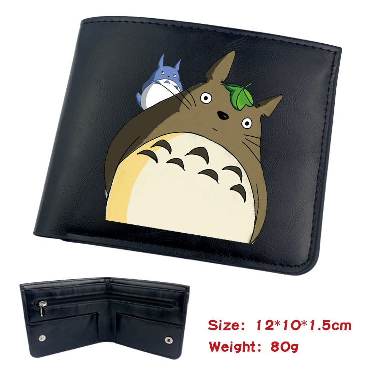 TOTORO Anime inner buckle black leather wallet 12X10X1.5CM  