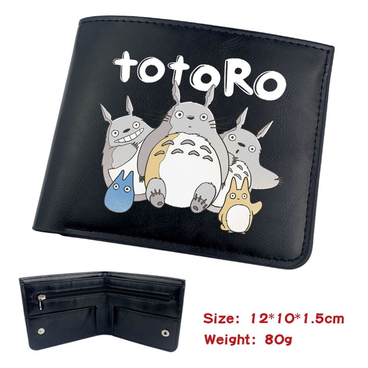 TOTORO Anime inner buckle black leather wallet 12X10X1.5CM  