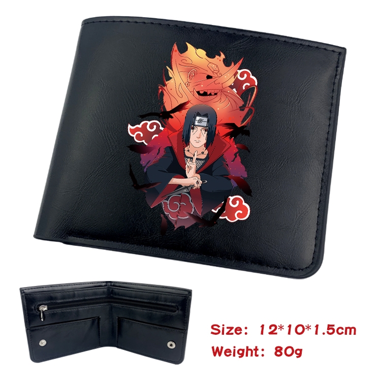 Naruto Anime inner buckle black leather wallet 12X10X1.5CM 