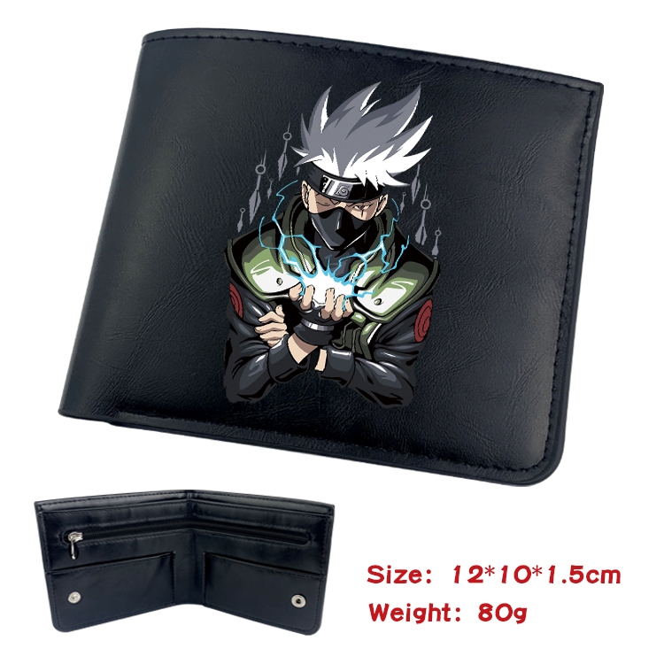 Naruto Anime inner buckle black leather wallet 12X10X1.5CM 