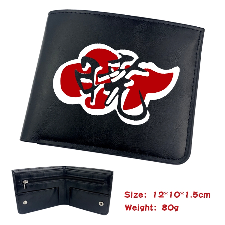 Naruto Anime inner buckle black leather wallet 12X10X1.5CM 
