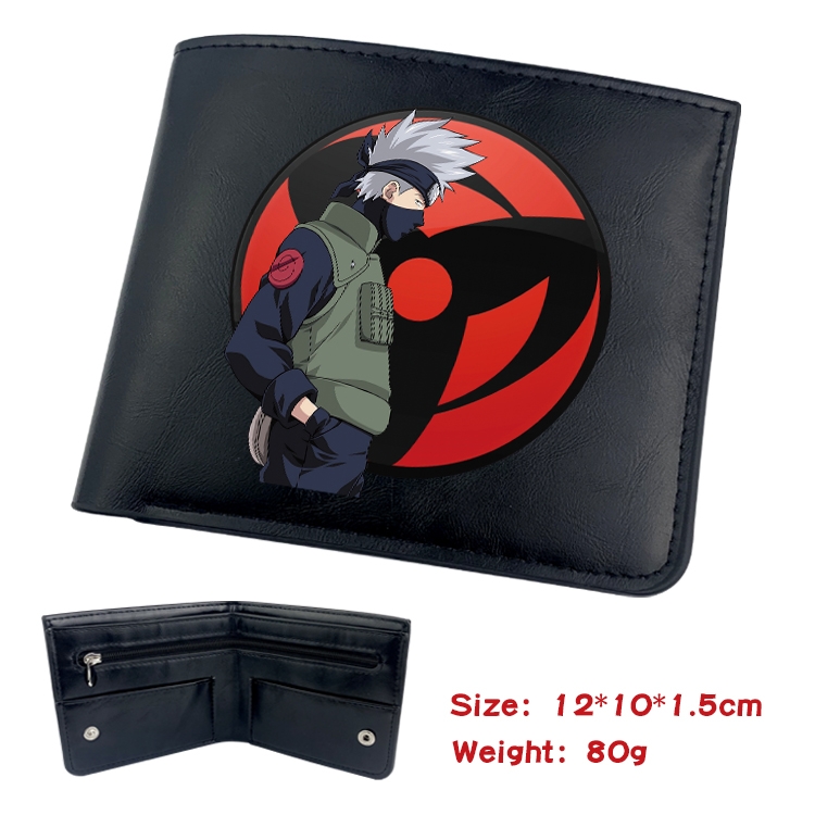 Naruto Anime inner buckle black leather wallet 12X10X1.5CM 