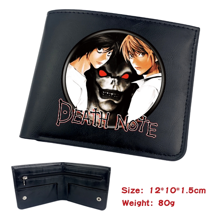 Death note Anime inner buckle black leather wallet 12X10X1.5CM  