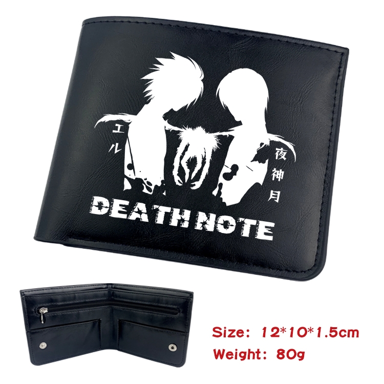 Death note Anime inner buckle black leather wallet 12X10X1.5CM  