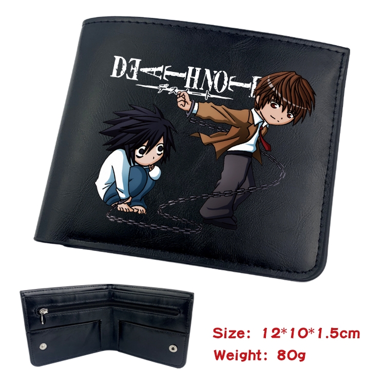 Death note Anime inner buckle black leather wallet 12X10X1.5CM  
