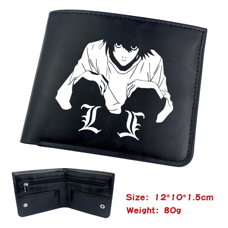 Death note Anime inner buckle black leather wallet 12X10X1.5CM  