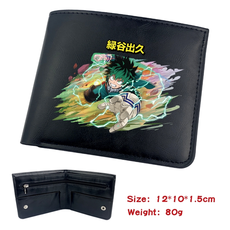 My Hero Academia Anime inner buckle black leather wallet 12X10X1.5CM