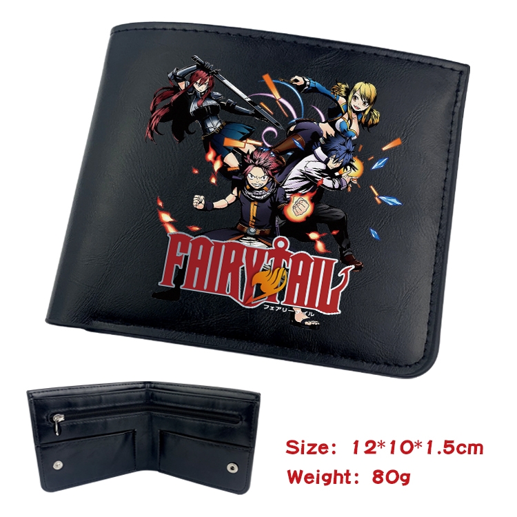 Fairy tail Anime inner buckle black leather wallet 12X10X1.5CM