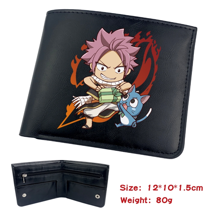 Fairy tail Anime inner buckle black leather wallet 12X10X1.5CM