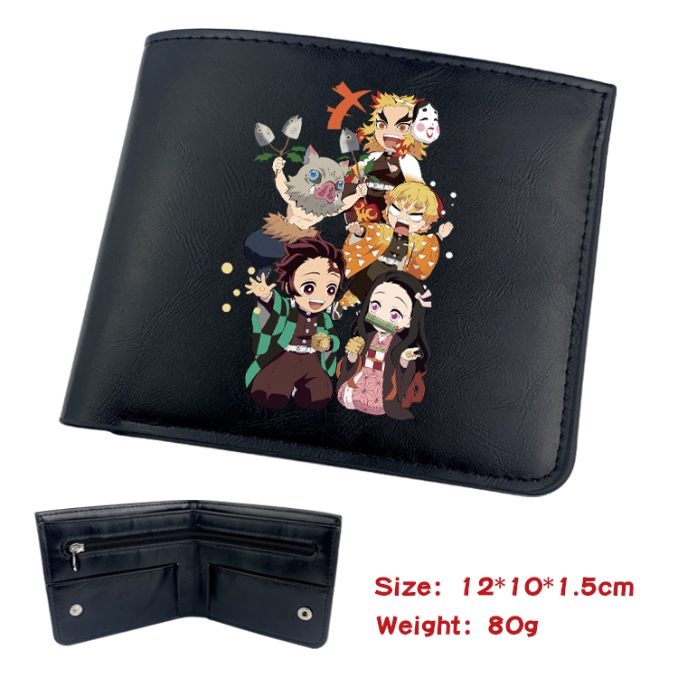 Demon Slayer Kimets Anime inner buckle black leather wallet 12X10X1.5CM
