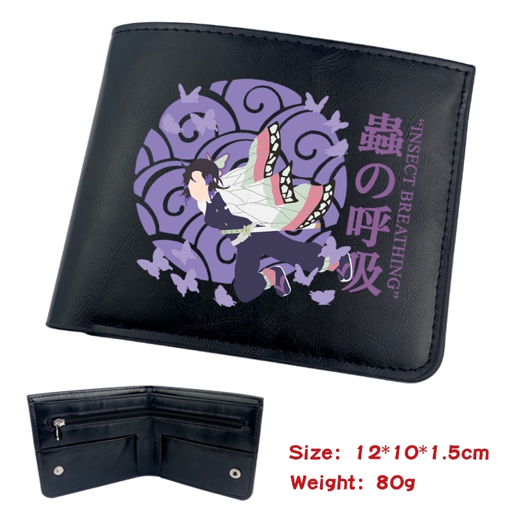 Demon Slayer Kimets Anime inner buckle black leather wallet 12X10X1.5CM