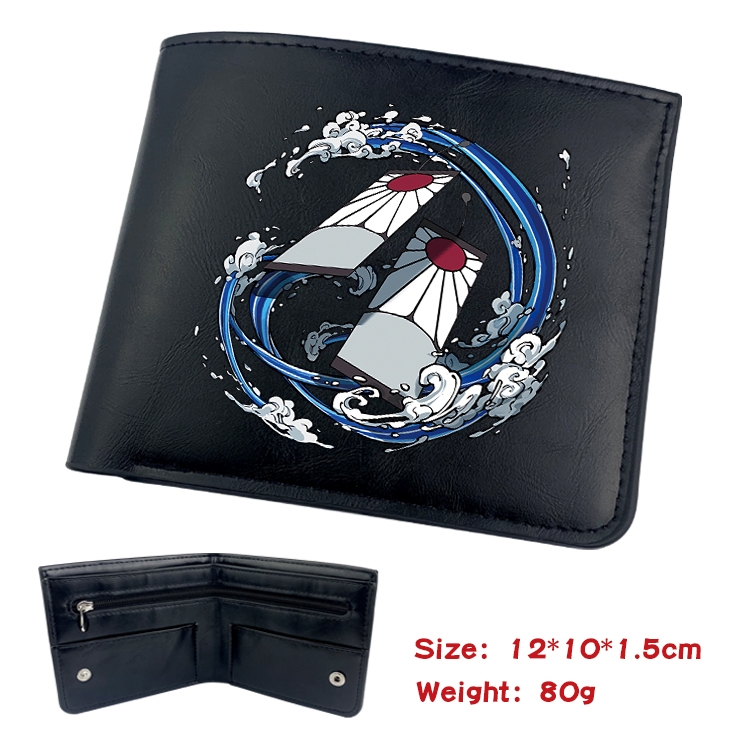 Demon Slayer Kimets Anime inner buckle black leather wallet 12X10X1.5CM