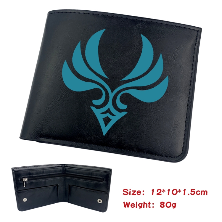 Genshin Impact  Anime inner buckle black leather wallet 12X10X1.5CM